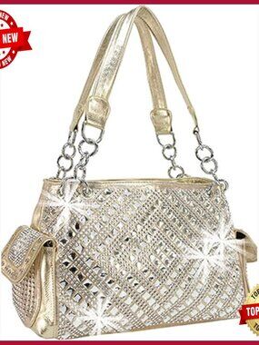 Gem Studded Rhinestone Concealed Carry Purse Shoulder Bag